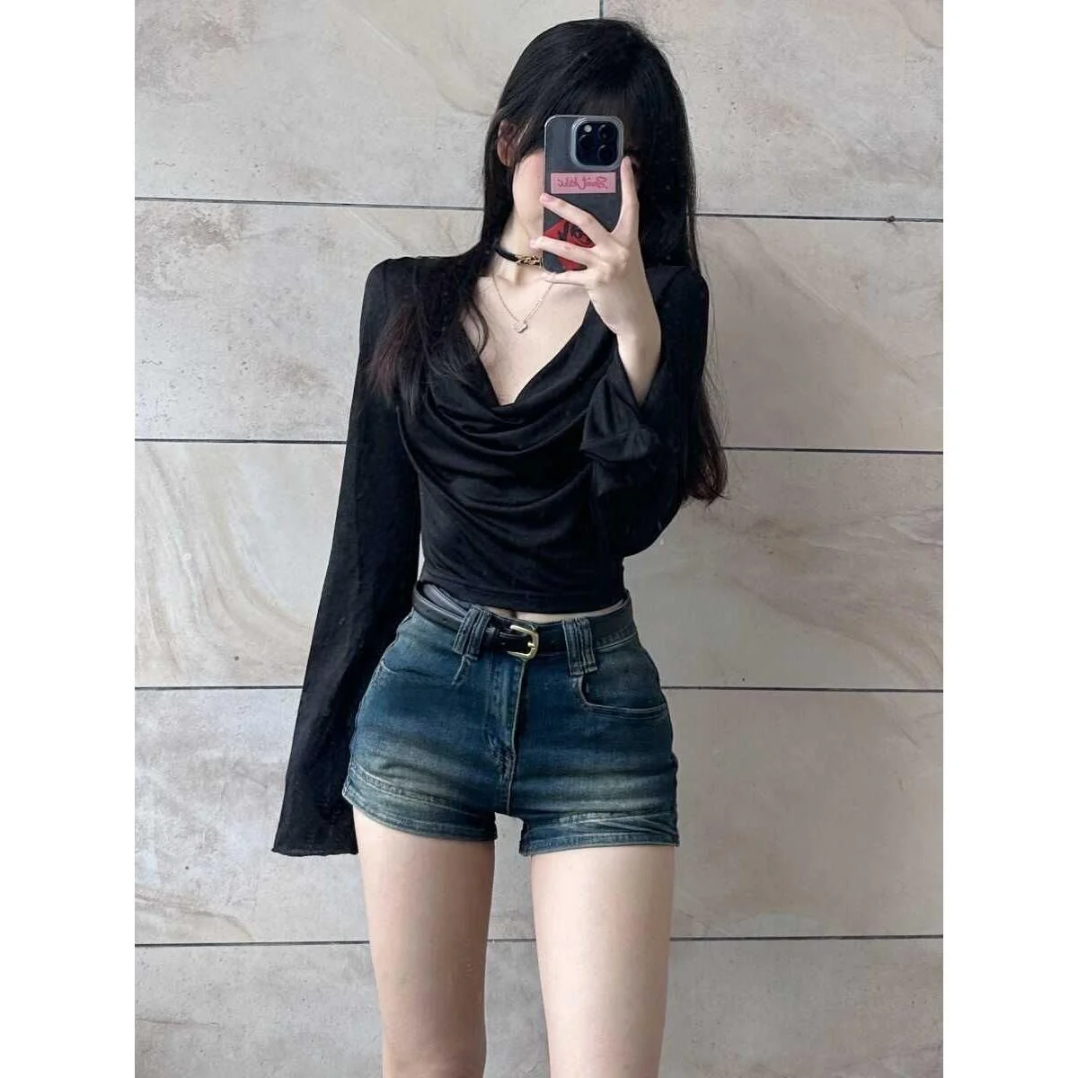 

Новые осенние джинсовые шорты супер-слим-фит с высокой талией, прямые, А-силуэт, ретро, с эффектом подтяжки ягодиц, женские повседневные джинсовые шорты