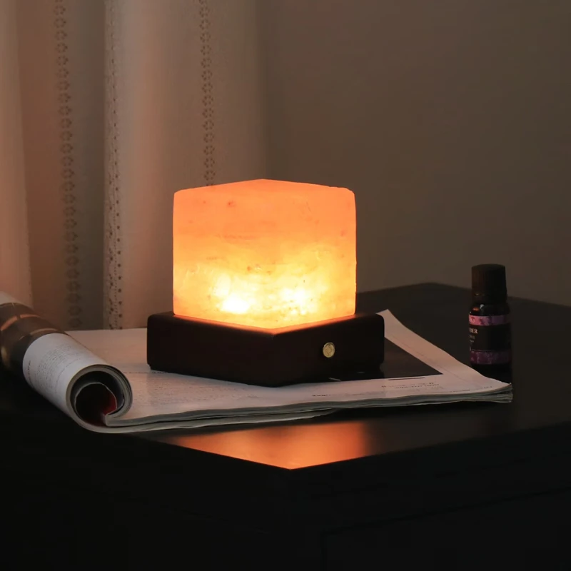 Natural crystal salt lamp comfortable aromatherapy ornament rechargeable bedroom sleep night light birthday gift