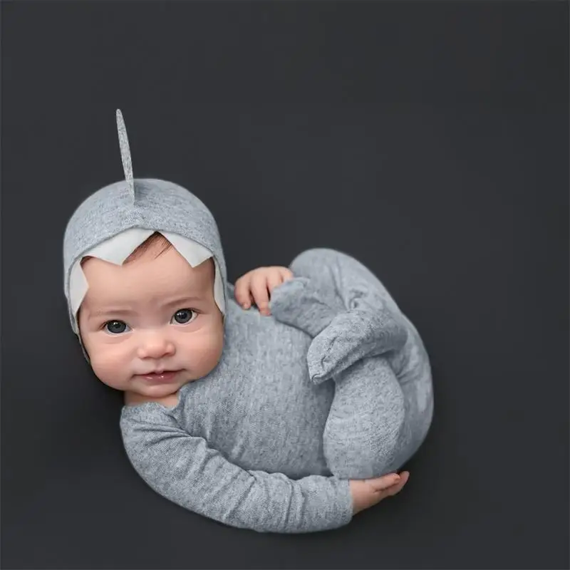 

U13F Infant Photography Props Hat Costume Jumpsuit Baby Photoshoots Outfit 2PCS