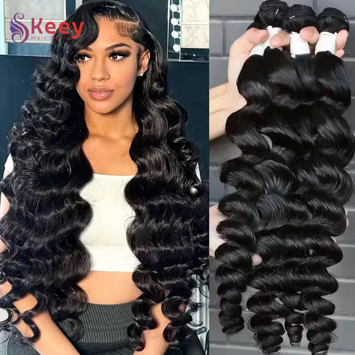 16A 바디 웨이브 번들 인모 28 30 32 인치 브라질리언 헤어 위브 번들 내추럴 블랙 100% 인모 3/4 생모 번들
