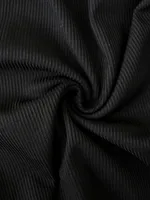 Women's Black Jumpsuit, Deep V Cross Neck, Tie Waist Straight Leg Pants, Elegant Daily Streetwear - Image 8