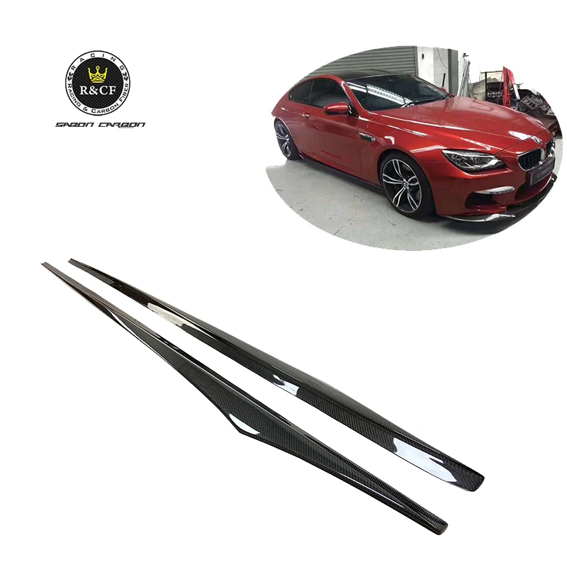 1 pair F06 F12 F13 Side Skirts Extention VRS style Carbon Fiber Side Skirts M6