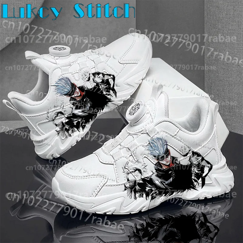 Gojo Satoru Kids Rotating Buckle Chunky Sneakers Cool Anime Print White Boys Sports Basketball Shoes Arch Support Shoes