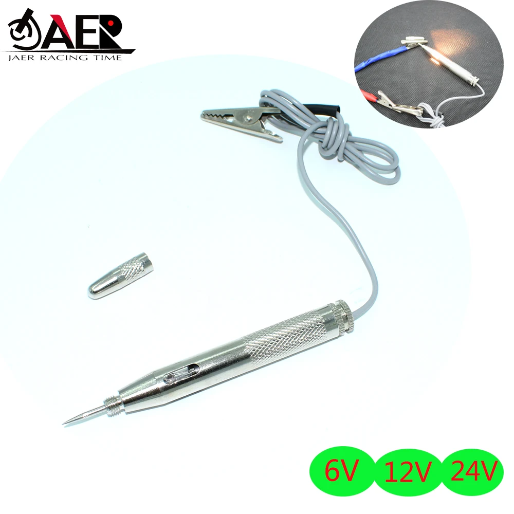 

6V 12V 24V Auto Car Motorcycle repair tool Circuit Tester Gauge Test Voltmeter Light Hot Voltage circuit test pen silver