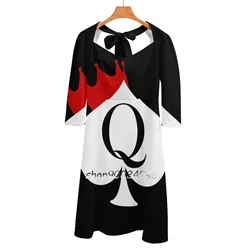 Queen Of Spades White Square Neck Dress New Plus Size Elegant Women Waist Tight Dress Vixen Stag Cuckold Cuck Hotwife Hot Wife