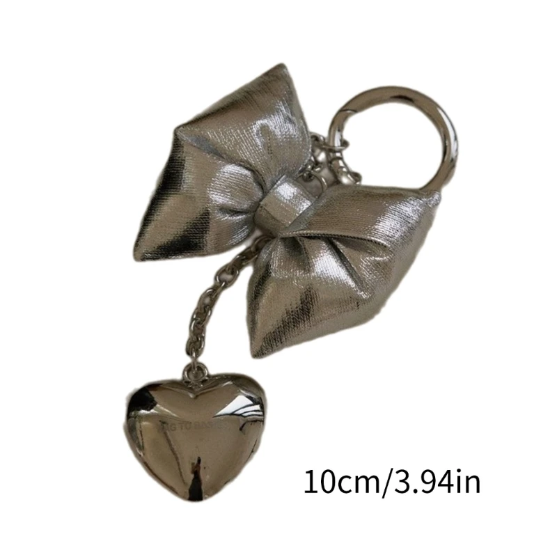 Exquisit Heart Keychain Heart Bag Pendant Alloy Material Bowknot Keyrings Perfect for Car Key Backpack DIY Projects