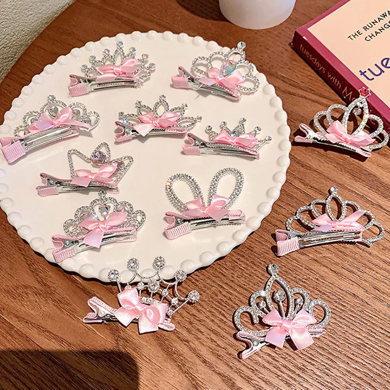 Three-dimensional Crown Children's Hairpin Princess Rhinestone Crown Headwear Cute Girls Baby Hair Clips Kids Hair Accessories