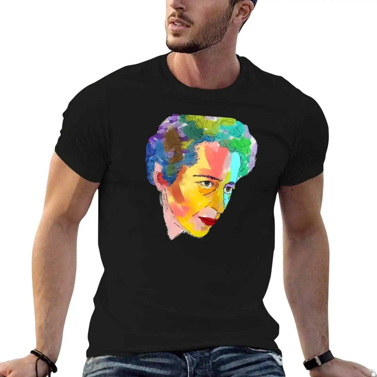 

Футболка мужская однотонная футболка хлопок абстрактная живопись черная Hannah Arendt необходимая упаковка