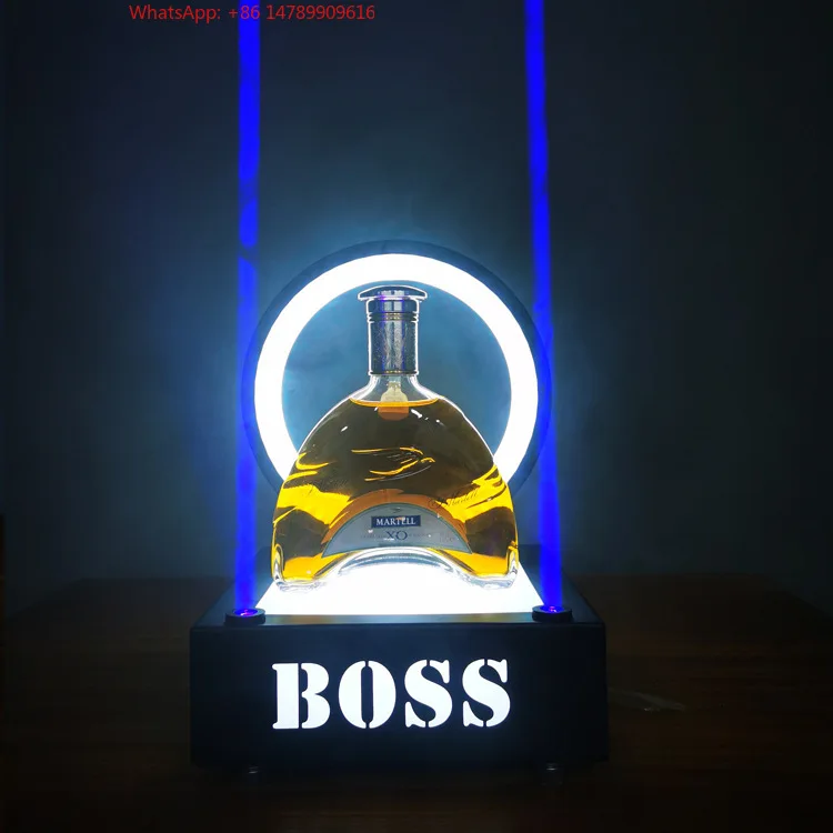 

High-End Bespoke LED Bottle Display RackLED Green Light For Champagne XO Bottle Presenter Wine Rack Illuminated Bottle Dis