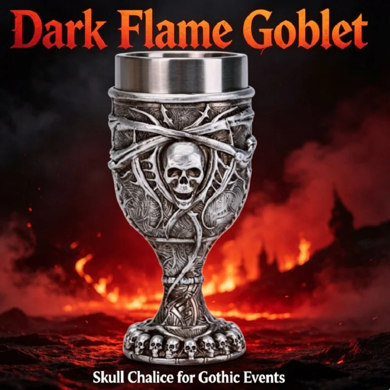 Gothic Skeleton Vine Goblet Wine Glass 3D Retro Resin Stainless Steel Standing Cup Skull Mug Halloween Bar Drinkware