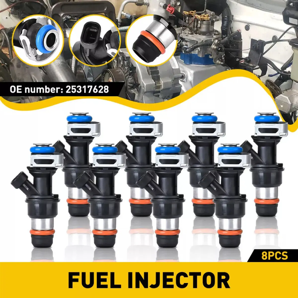 

8X OEM Fuel Injectors For 01-07 Chevy Silverado 4.8L 5.3L 6.0L 25317628 17113698