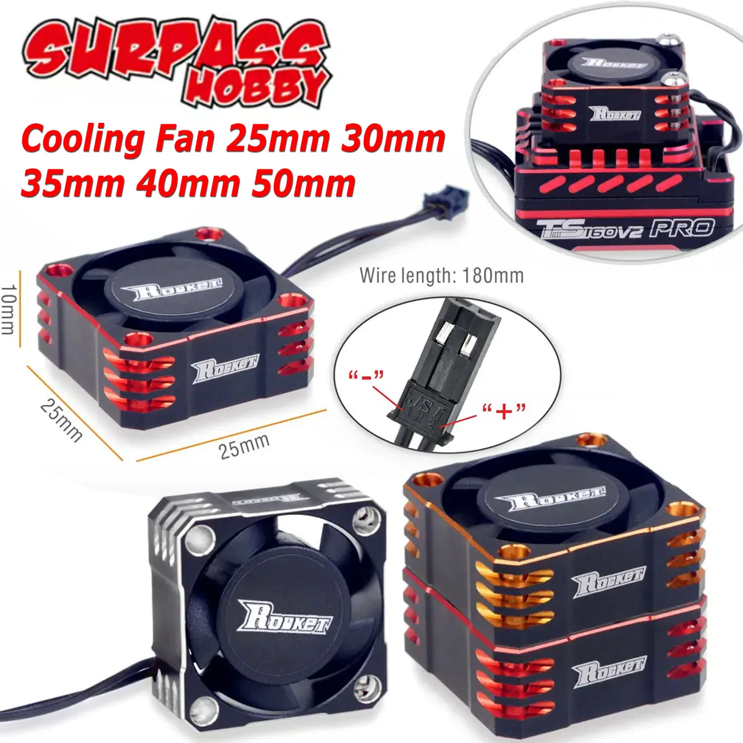 25mm 30mm 35mm 40mm 50mm RC Cooling Fan SURPASS HOBBY Metal Heat Sink Fan Cover for RC 1/10 1/8 1/5 1/12 Motor TURBO ESC Parts