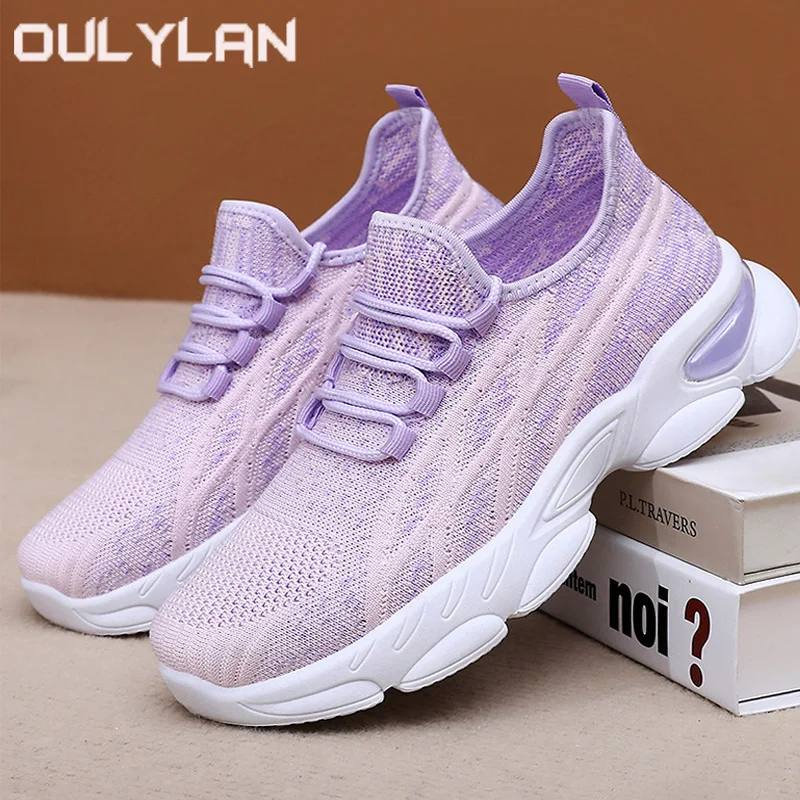

Oulylan Women Summer Breathable Casual Shoes Fashionable Mesh Lightweight Sneakers Soft Bottom Air Cushion Sports Footwear