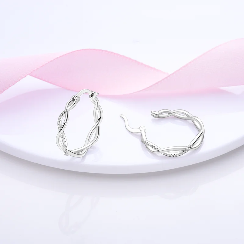 Classic Design 925 Sterling Silver Hoop Earrings Weaving Hollow Series Fit Teens Women Female Party Drop Earrings Jewelry Gifts