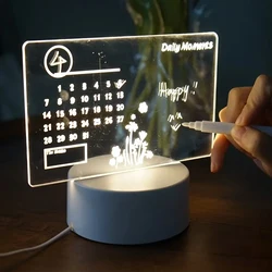 Re-writable Acrylic Message Board | Creative Calendar Memo Desk Lamp | Desktop Mood Light Gift