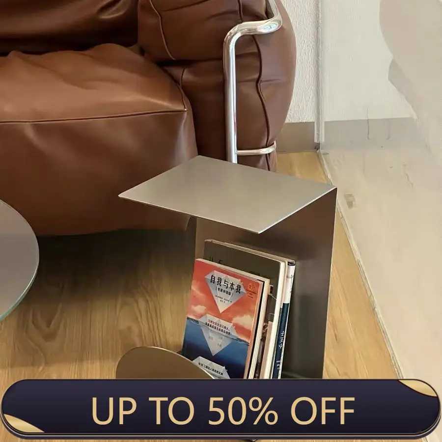 Ins Minimalist Stainless Steel Small Side Table Coffee Table Storage Bookshelf for Living Room And Bag House