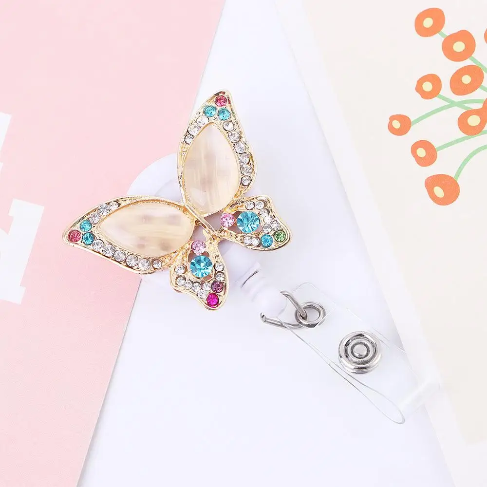 Work Card Clips Elephant Crystal Chest Card Retractable Badge Reel ID Card Clips Hospital Badge Holder Nurse Badge Clip