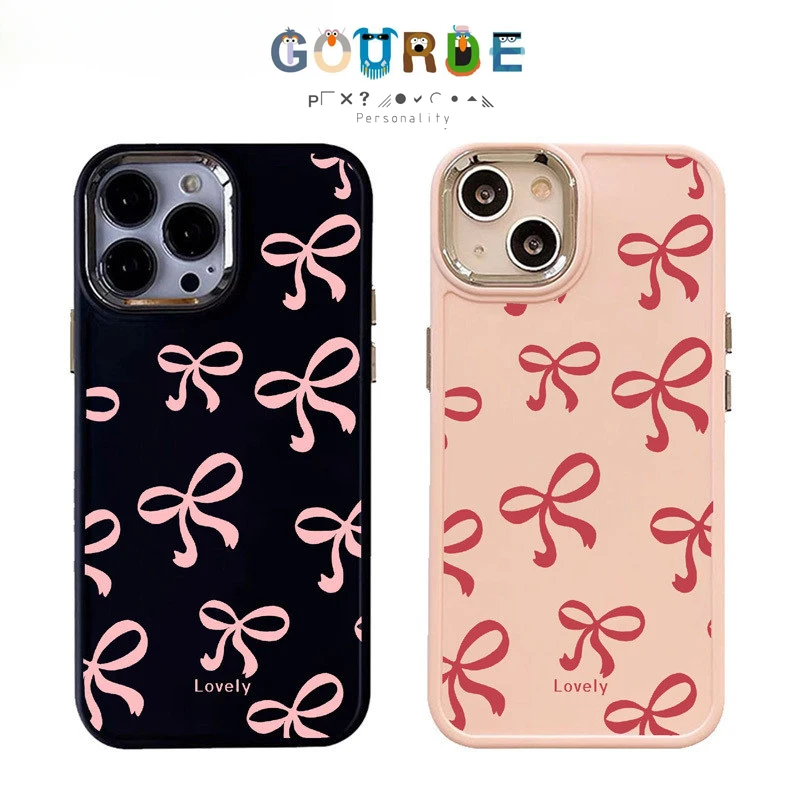 Gourde Fashion Coquette Casing Pink Bow Pattern Phone Case for Iphone 16 15 14 12 13 11 Pro Max IP 7 8 Plus Iphon X XS XR Xs Max