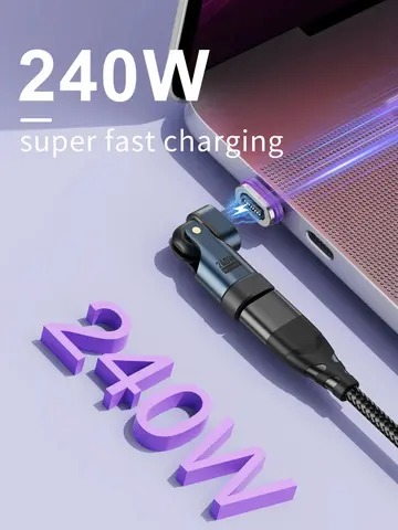 USLION 240W Type C Adapter USB-C to Type-C Fast Charging Cable Magnetic USB C Female Converter for Macbook iPhone 16 15 Xiaomi