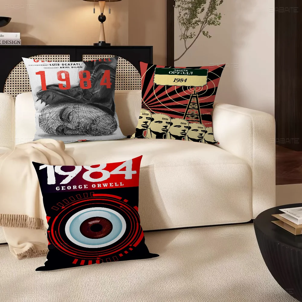 1984 George Orwell Cushion Cover Inches Farmhouse Decor Home Throw Pillow Covers For Couch Decorations