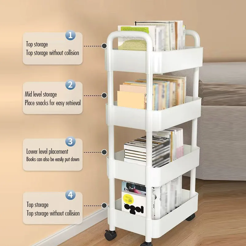 Hot Household Multi-layer Small Cart Storage Rack Floor To Floor Kitchen Bedroom Bathroom Storage Rack Storage Rack With Wheels