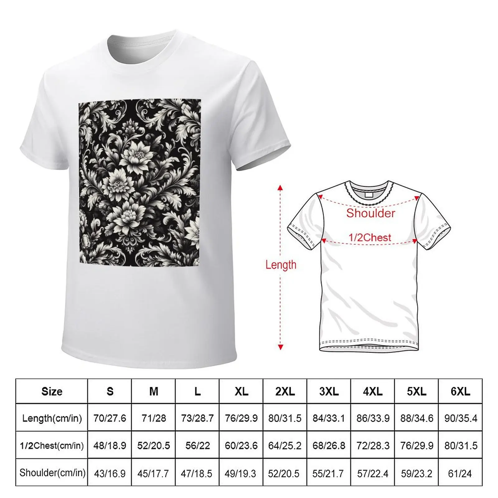 Black Floral Damask T-Shirt new edition sports fans mens champion t shirts