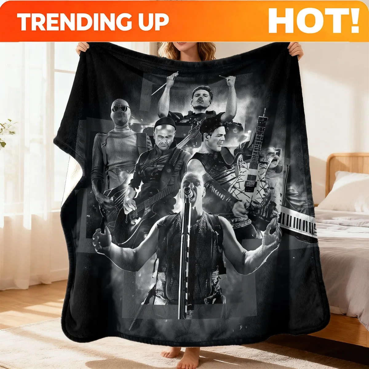 Customize A Cozy Flannel Blanket Featuring Fusion Pattern from Metal Band, Making It Stylish Gift for Birthdays And an Exc