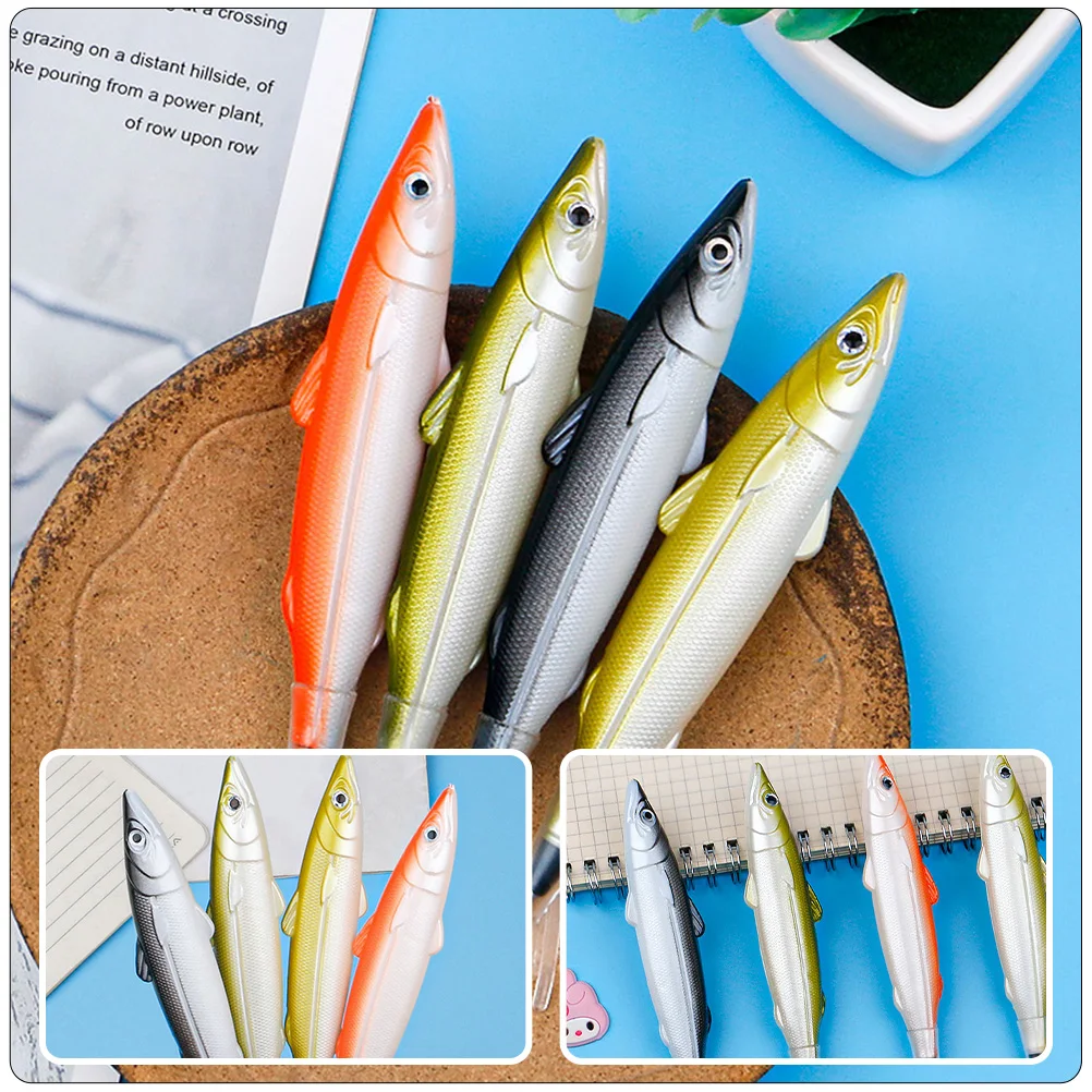 4pcs Ballpoint Pen Cartoon Salted Fish Shape Cute Kids Gift Writing Plastic Novelty Pens Ocean Party Decorations