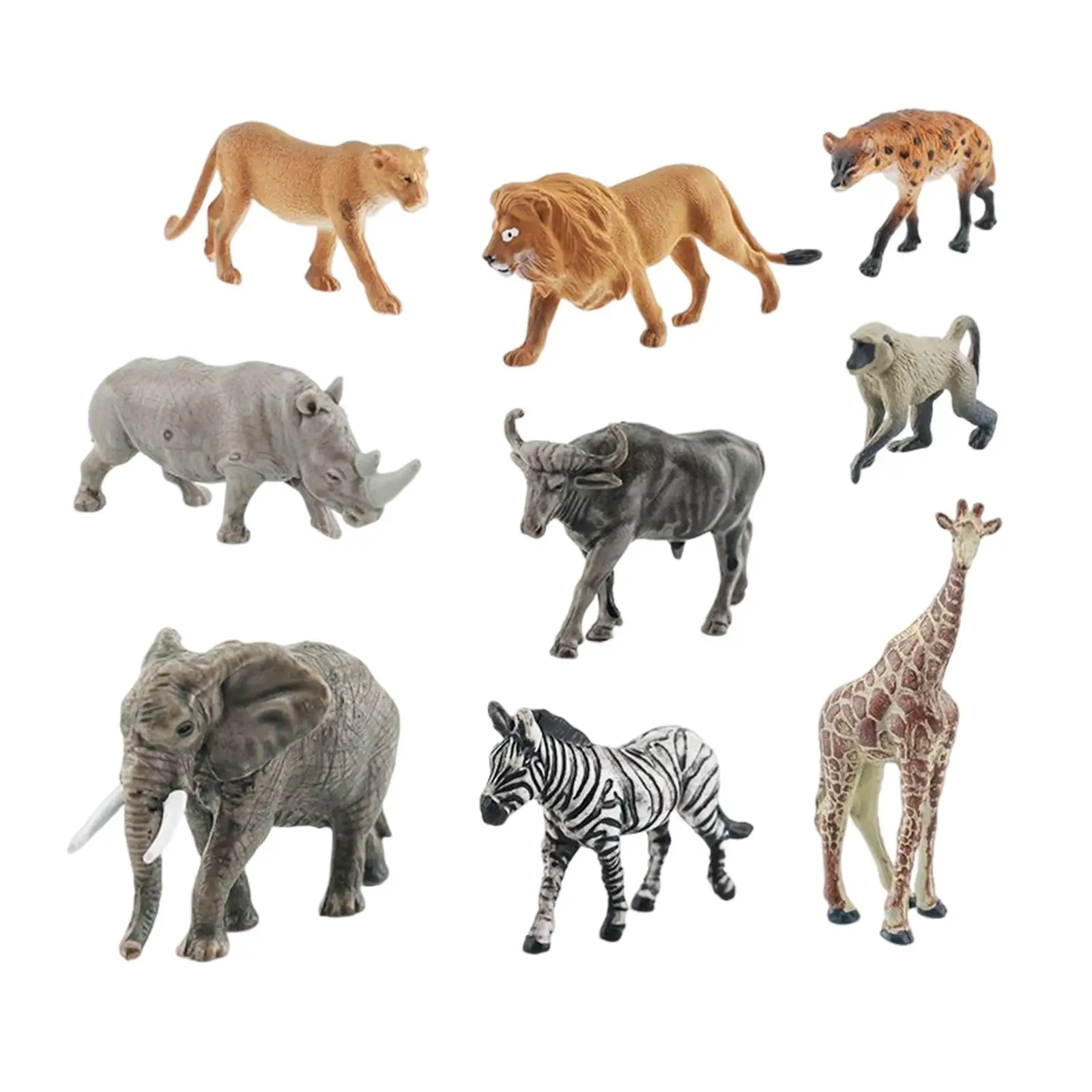 9Pcs South Africa Animals Statues Figures for Festival Party Toy Collection