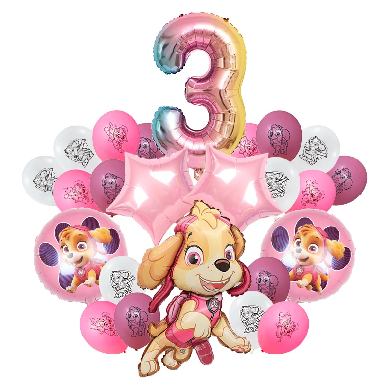 Skye PAW Patrol Geburtstagsparty-Dekoration Rosa Mädchen-Thema Cartoon Kinder-Event-Zubehör Hintergrund-Banner Geburtstagsgeschenk Tasse Teller – Detail 4