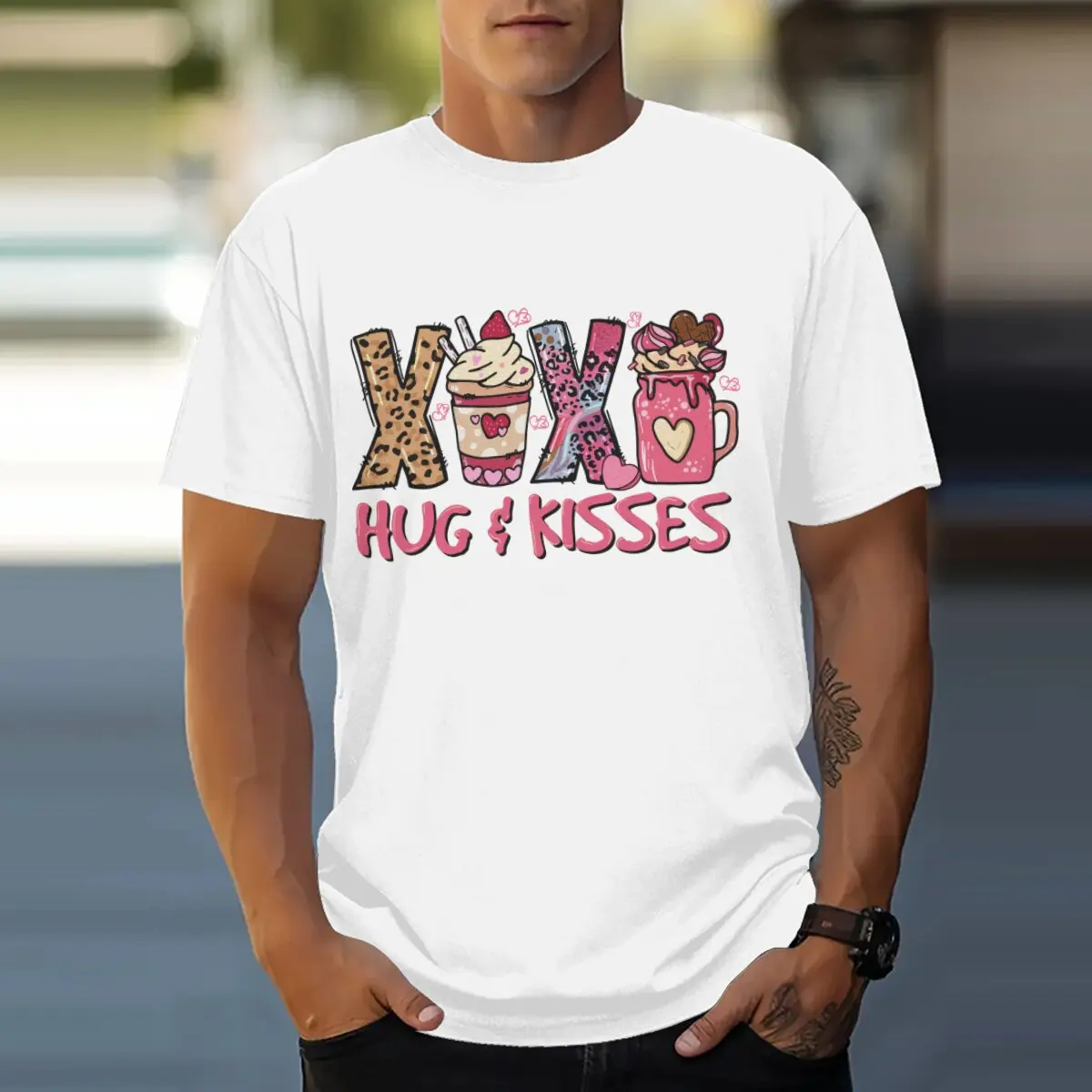 

hug kiss T-shirts men women casual t-shirts unisex streetwear