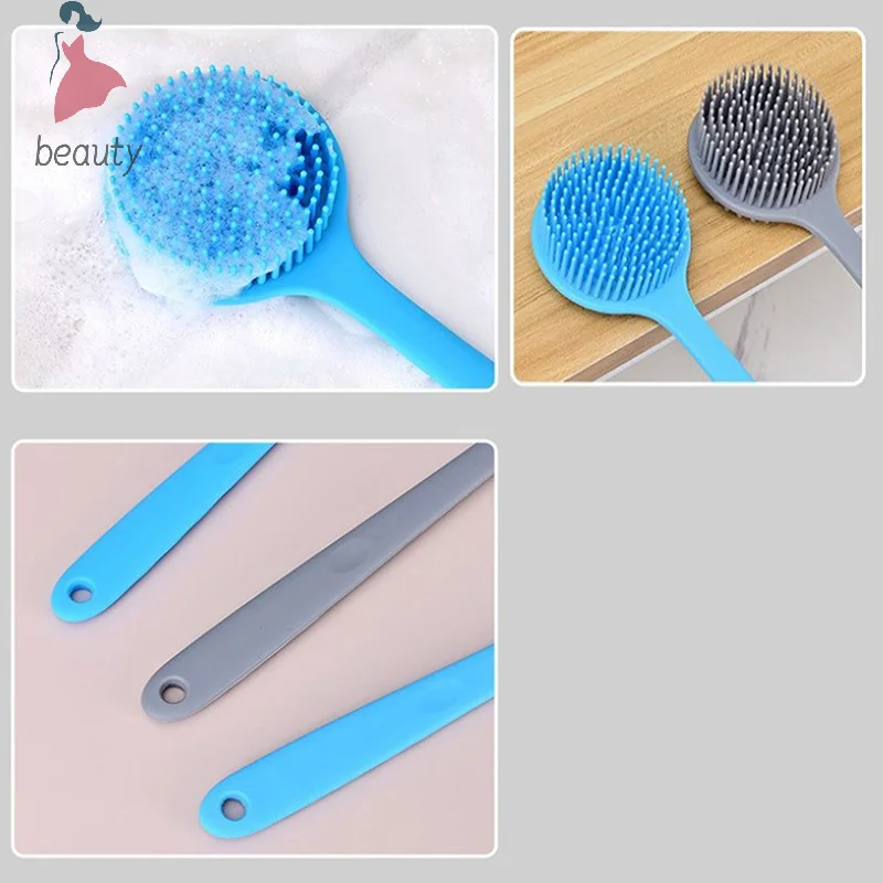 Silicone Back Scrubber,Long Handle Body Scrubber,Light&Easy-to-Hold Shower Brush For Skin Cleaning&Exfoliating With A Free Hook