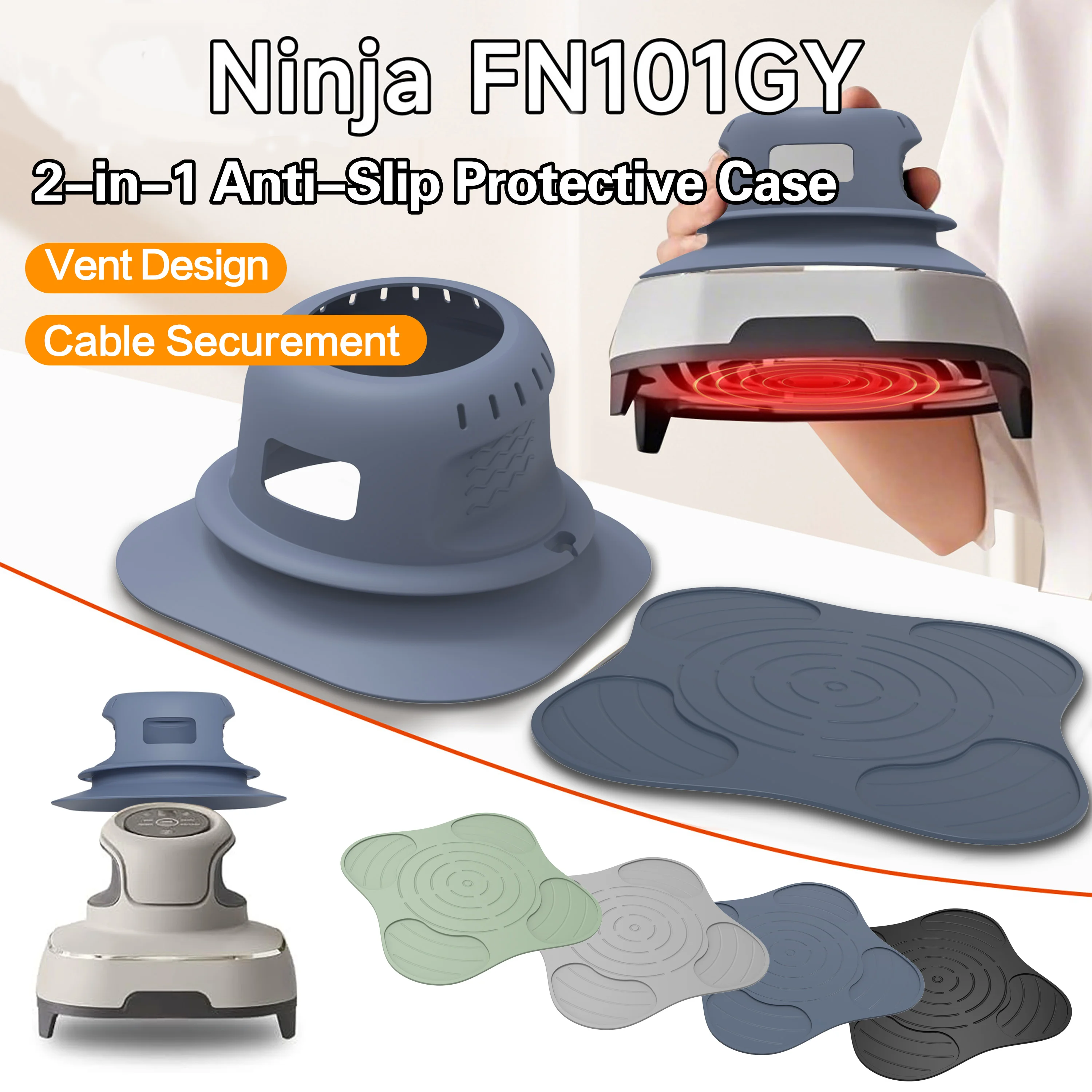 Silicone Protective Cover Cord Organizer and Air Fryer Silicone Trivets for Ninja FN101GY Oil-proof and Slip-proof Protective