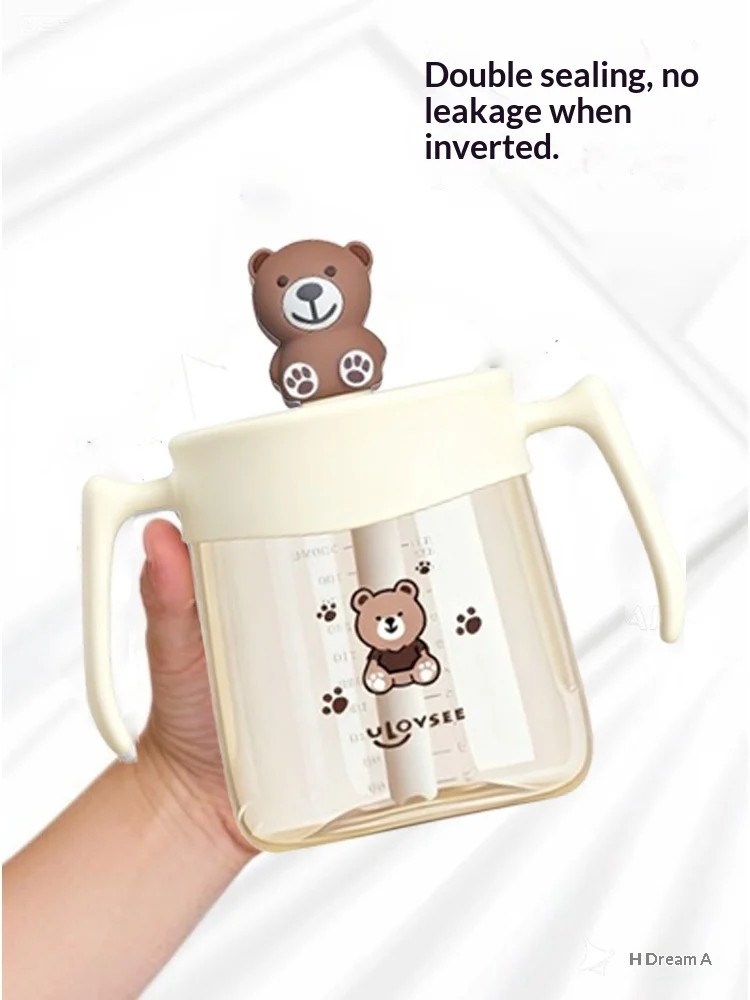 330ML/11OZ  PPSU Toddler Straw Cup with Handles Baby Milk Water Bottle Leakproof Training Drinking Cup