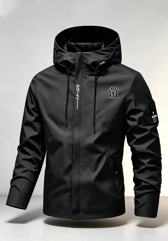 2026 Herren Wasserdichte Regenjacke mit Kapuze Leichte Fahrradjacke Street-Style Wandern Winddicht Outdoor Freizeit – Detail 3