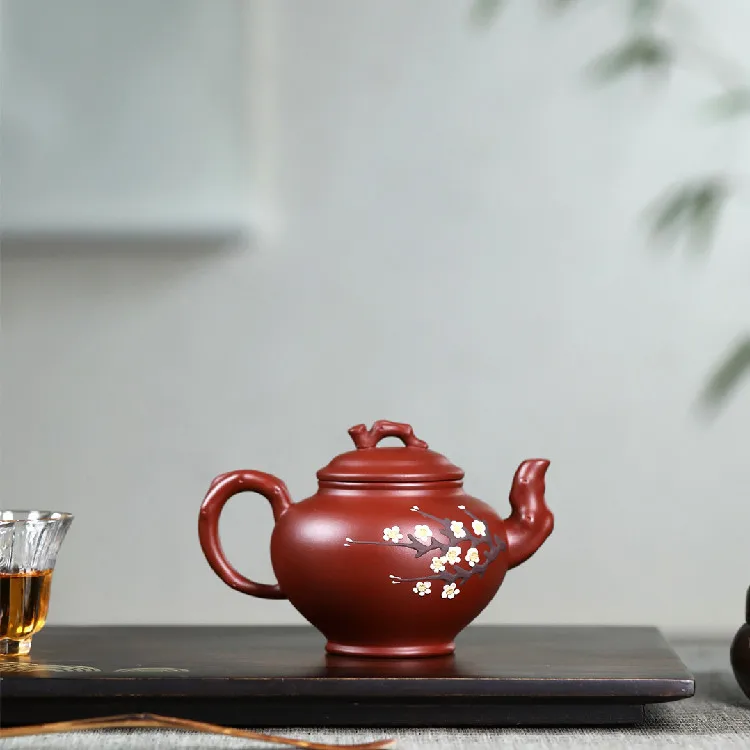 High Quality Yixing Zisha Teapot Ore Dahongpao Tea Handmade Clay Painting Primula Pot Set