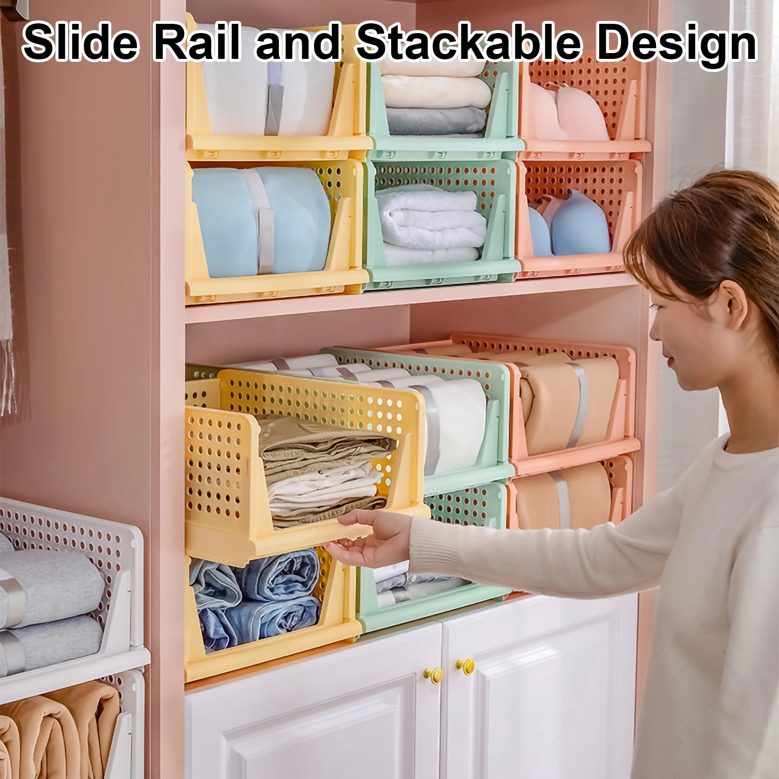 Clothes Organiser Sliding Pull Out Clothes Storage Box Toy Storage Frame for Shirt Underwear Pants Organising Home Bedroom