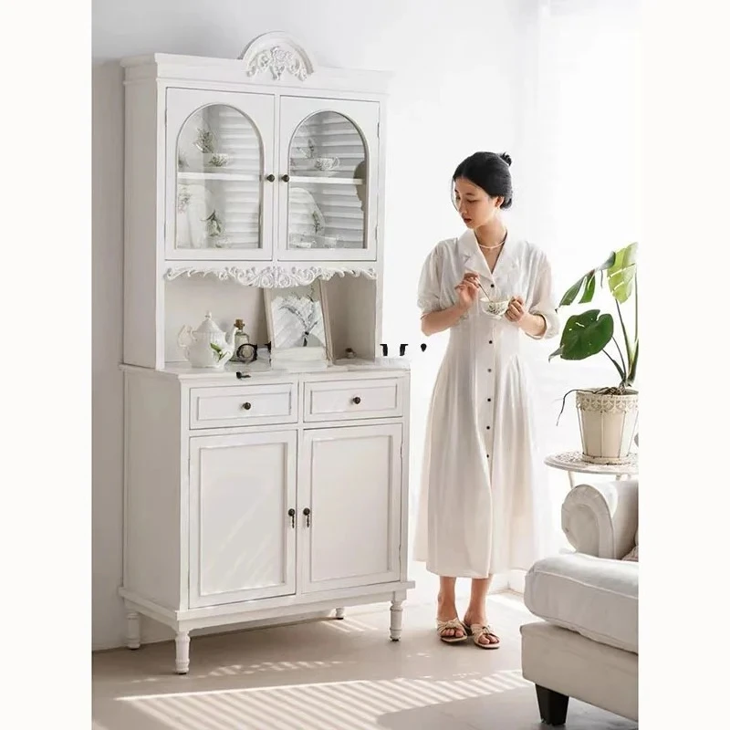 DHY solid wood glass door carved restaurant locker dining side locker light luxury side cabinet