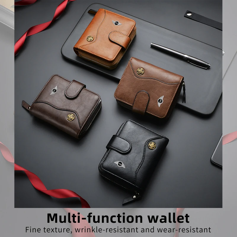 Fashion Luxury Wallet Leather Car Logo Card Holder Coin Purse For MINI Cooper One JCW R56 Countryman Paceman Clubman R58 R57 R55