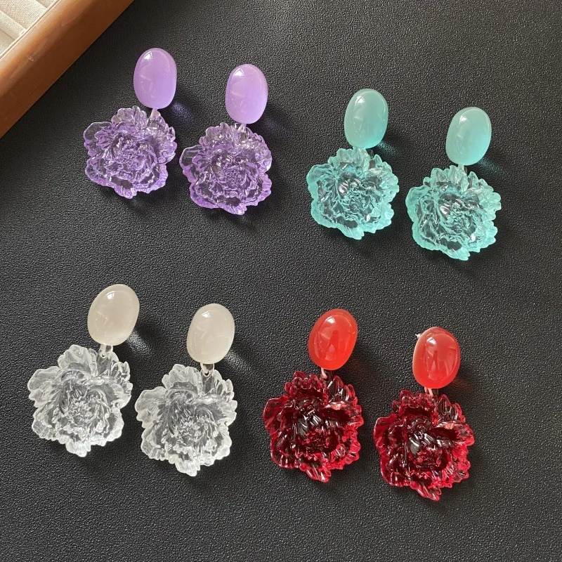 pendientes 2026 tendencia Stereo Peony Floral Stud earrings Oversized Fashion Ear Ornaments Party Jewelry women's earrings
