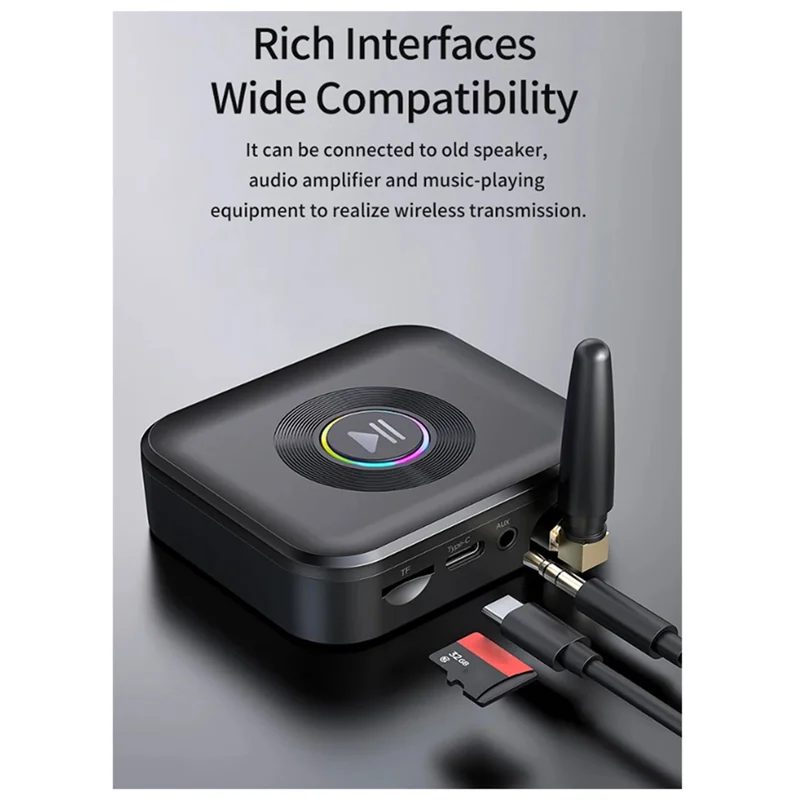 

【Superdeals】Wireless Audio Receiver Colorful Light Music Stereo Music Adapter For 3.5Mm Jack Earphone Speaker PC Support TF Card