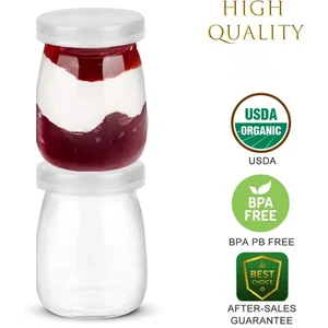 Mini -Glasjoghurtfläschchen, Puddingbecher mit PE -Kappen, Popfen ideal für Milch -Milchgelee Mousse, 100 ml 3,4 Unzen, 8 Stcs 10 Haupthonigglasverkäufe - №10