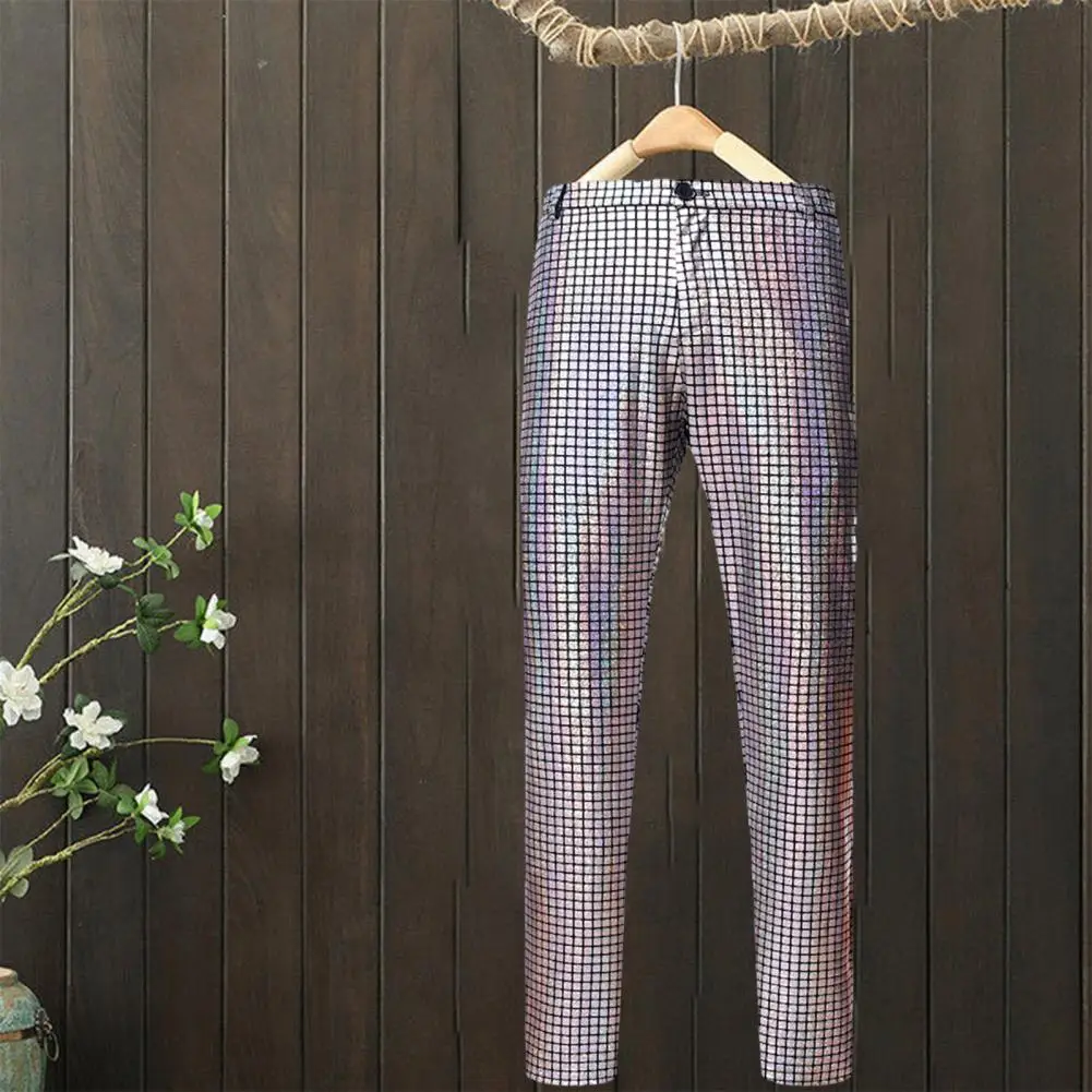 

Comfortable Men Trousers Sequin Disco Men's Pants Stylish Nightclub Trousers for Dj Stage 70s Dancer Singer Comfortable Wide