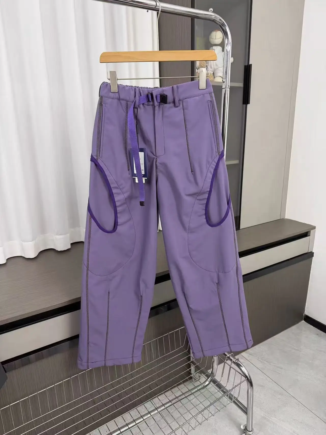 Spodnie trekkingowe z podszewką Thiened Fce, proste nogawki, spodnie spadochroniarzy, codzienne spodnie na jesień i zimę, spodnie w blokach kolorystycznych.