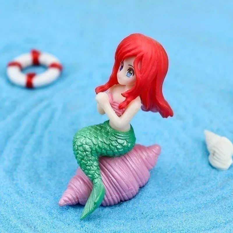 Figurine Miniature Cartoon Mermaid Crafts for Home Decor Kawaii DIY Fish Tank Aquarium Accessories Micro Landscape Decorations