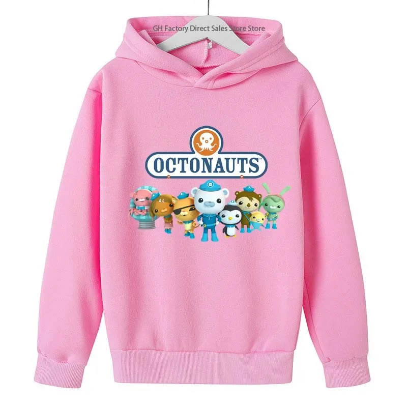 Octonauts Kids Cute Spring Autumn Long Sleeve Hooded Sweatshirts 2-13Years Boys Girls Cartoon Print Casual Outfits Children Tops