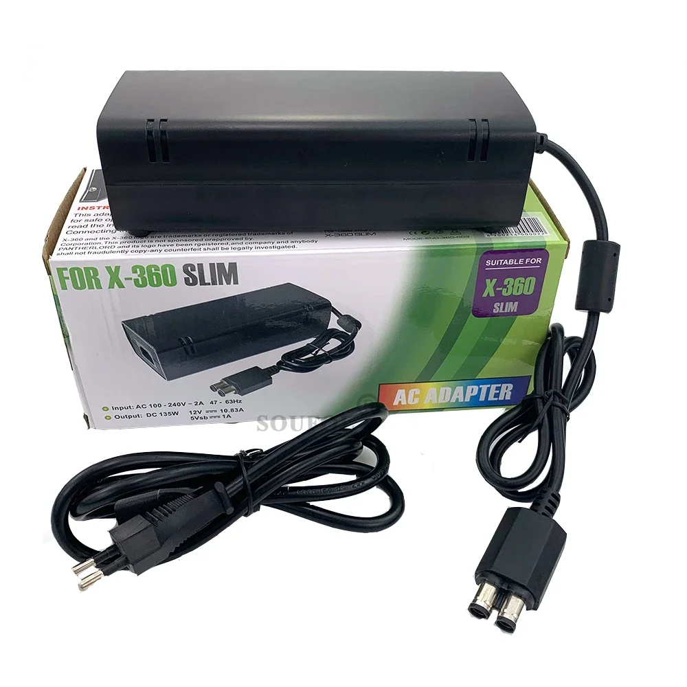 New For XBox 360 X-360 S Slim Power Supply AC Adapter Charger 220V Charge Charging Power Supply Cord Cable EU/US/UK