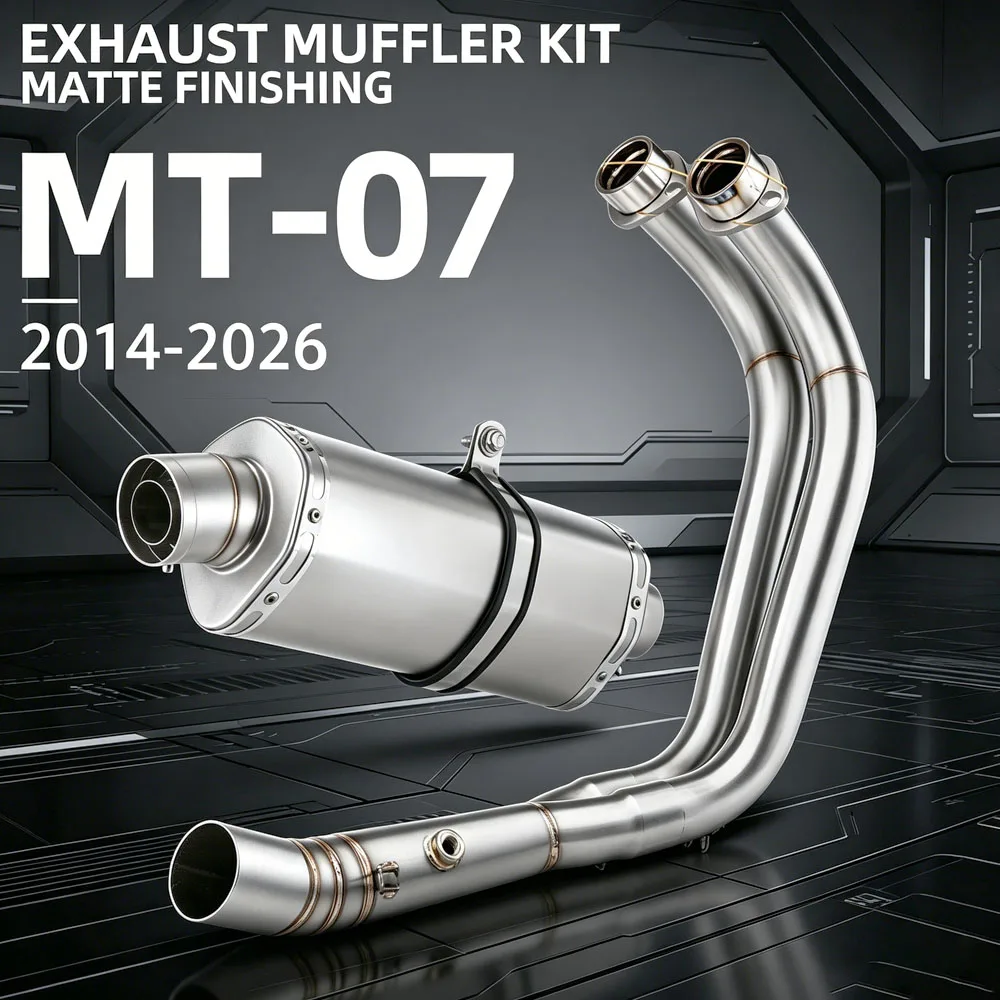 

Sport Motorcycle Exhaust Kit For Yamaha R7 MT07 FZ07 XSR700 2014-2026 Moto Full System Escape Manifold Headers Pipe Muffler