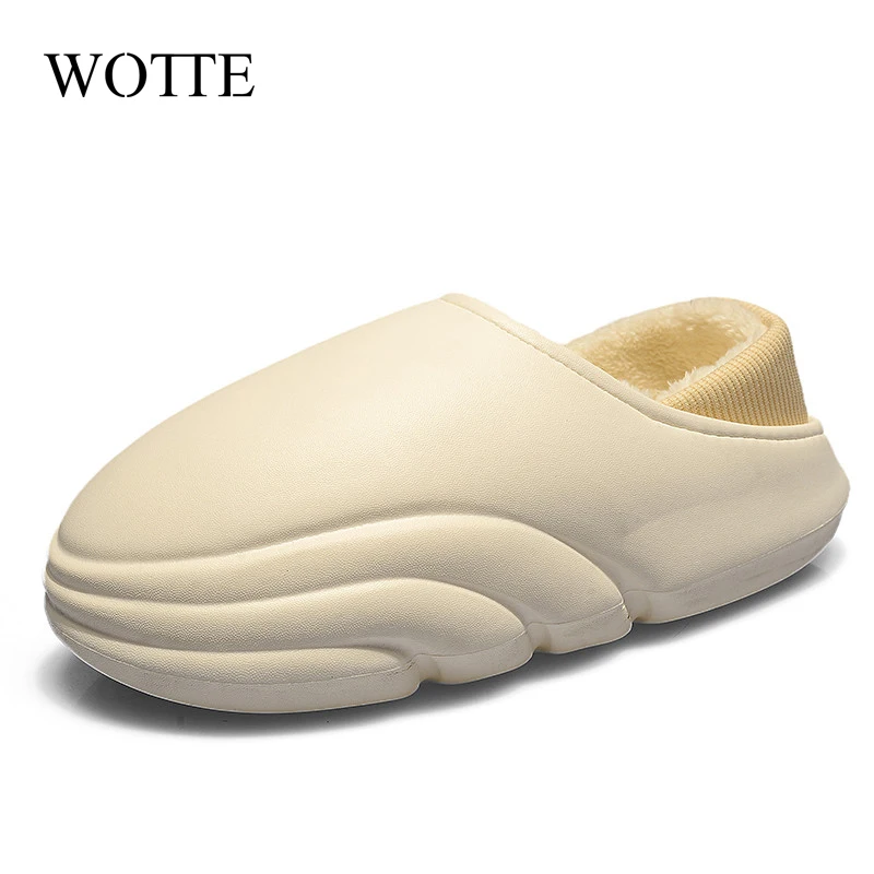 New Fashion Cotton Slippers Men Winter Warm Home Cotton Shoes Waterproof Garden Shoes Indoor Slip on Concise Shoes for Men