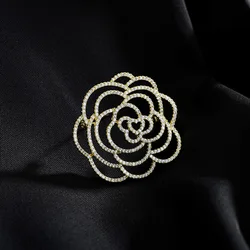 women's camellia hollow brooch trendy luxury exquisite accessory pins